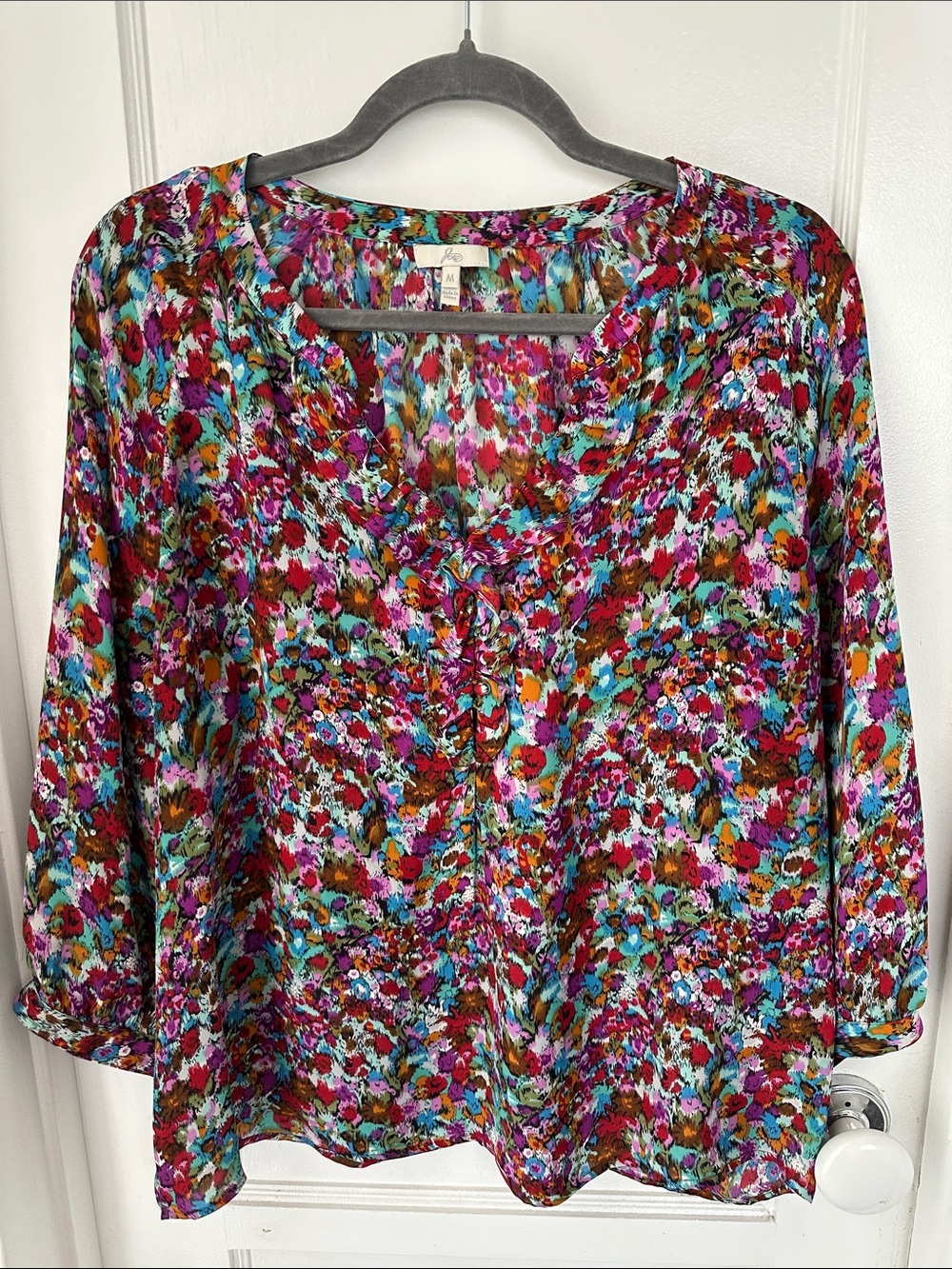 Joie Vibrant Floral Silk Blouse Size Medium